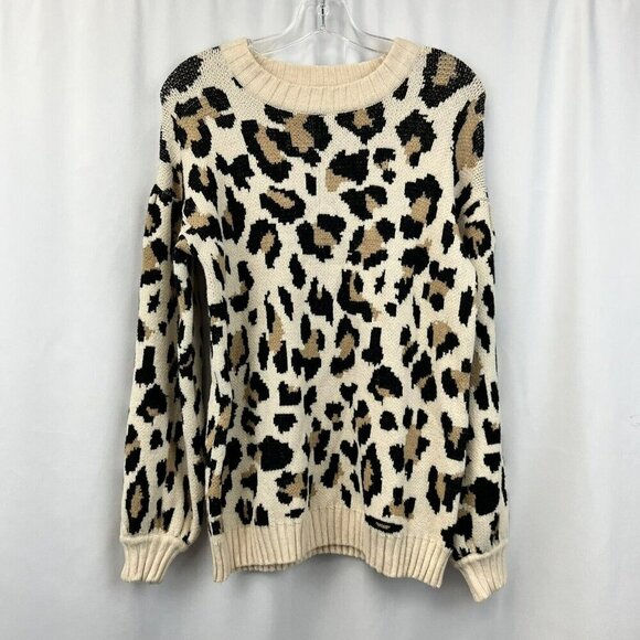 Entro Womens Crew Neck Multicolor Animal Print Pullover Sweater Size S - Picture 1 of 8